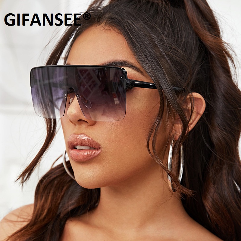 

Sunglasses Oversized Rimless Women 2021 Retro Vintage Men Square Glasses Eyewear Female Big Shades
