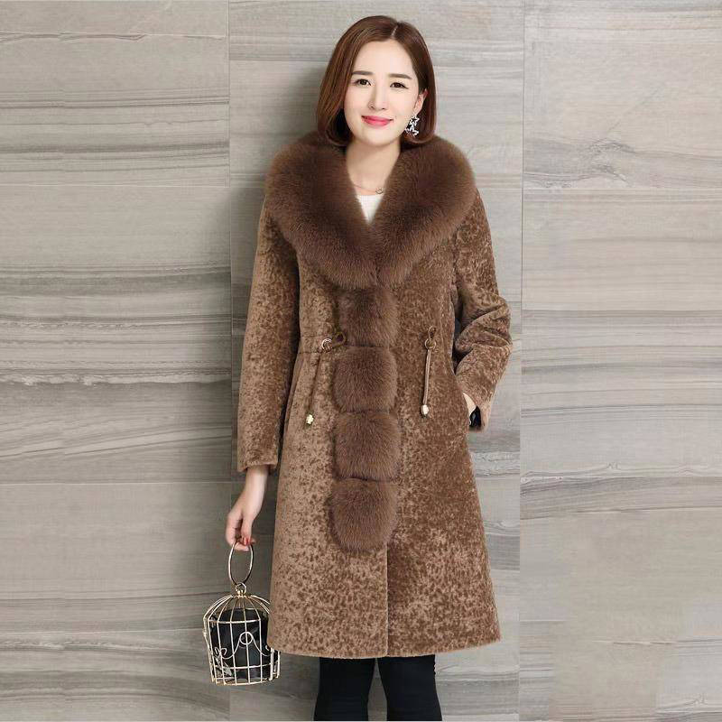 

2020 Autumn Winter Fashion Female Wool Blends Coat Soft Thick Warm Sheep Shearing Fur Jacket Women Faux Fur Coat Outerwear Z03, Black