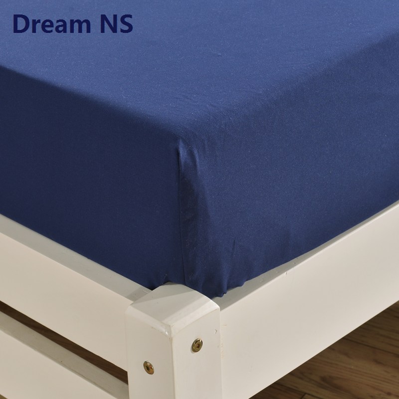 

Dream NS 1pcs Fitted BedSheet for Thick Mattress 40cm Soft Sabanas Elastic Bed Sheets Navy Blue  Queen Size Drap de Lit