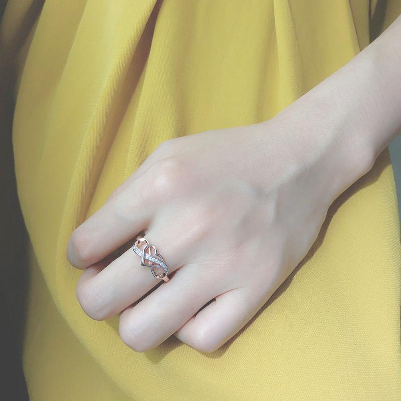 

Wedding Rings For Women Heart Endless Love Mini Zircon Rose Gold Color Cute Massive Ring Wholesale Bride Jewelry DZR029