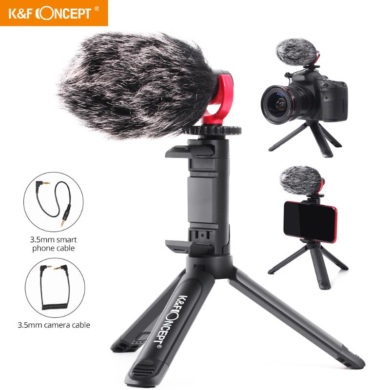 

K&F Concept MINI Camera Tripod for DSLR Camera Phone Video Microphone Kit for YouTube, Vlog Windscreen 3.5mm