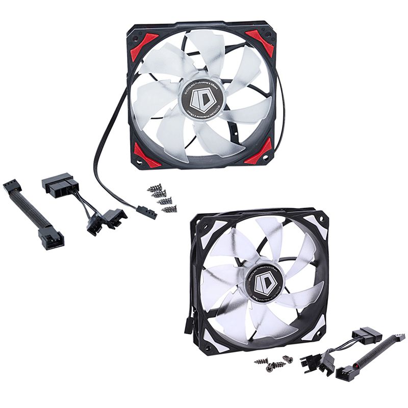 

2Pcs Controller Cooler Pl- 12025 120 Mm Led Fans 4 Pin Pwm Control, Red-Black & White-Black