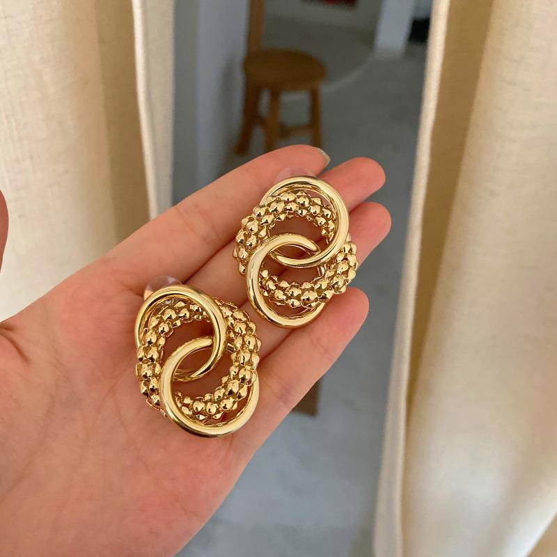 

FLASHBUY Trendy Twist Alloy Drop Earrings For Women Vintage Geometric Gold Color Exaggeration Earings Costume Jewellery Gift