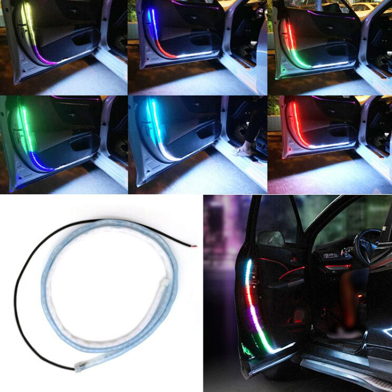 

4pcs Car Door welcome Light Strips Car Styling Strobe Flashing Ambient Atmosphere Lights Safety 12V LED Opening Warning Lamp New