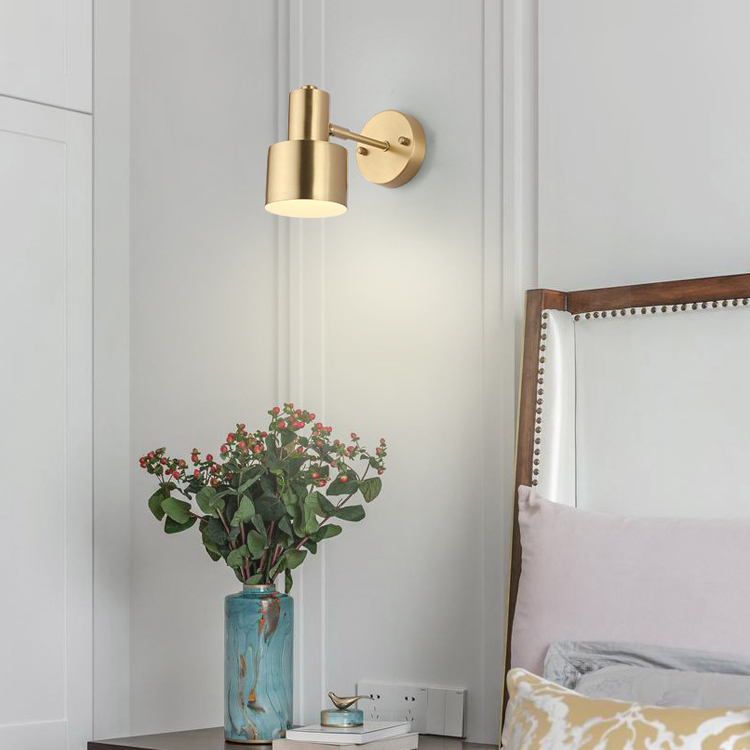 

7W LED Wall Sconce Bedside Light Fixture Copper Lamp E26/E27 Bulb Nordic Style