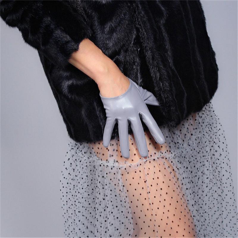 

13cm Ultra-Short Leather Gloves Simulation Leather Silver Gray Light Gray 3-PUQHS13