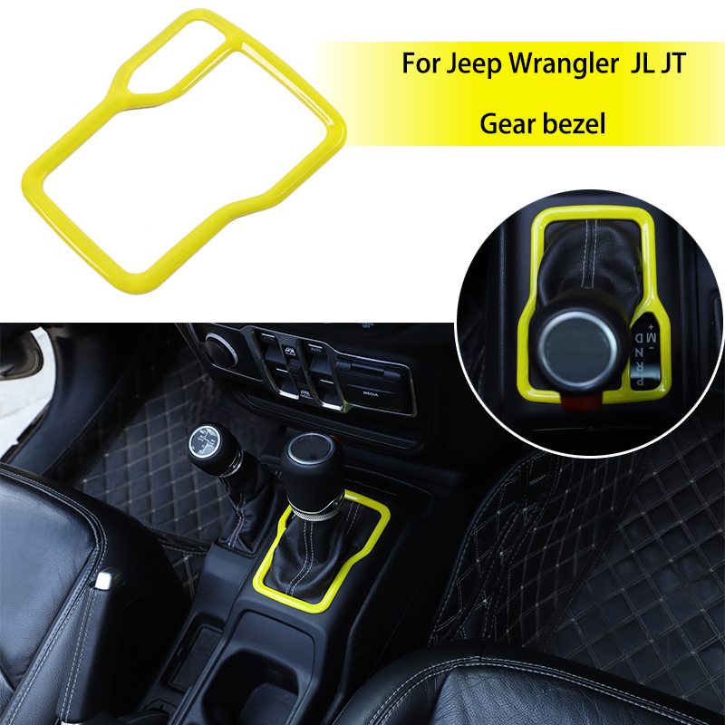 

Yellow ABS Gear Shift Red Decoraion Cover For Jeep Wrangler JL JT 2018+ Factory Outlet Auto Internal Accessories