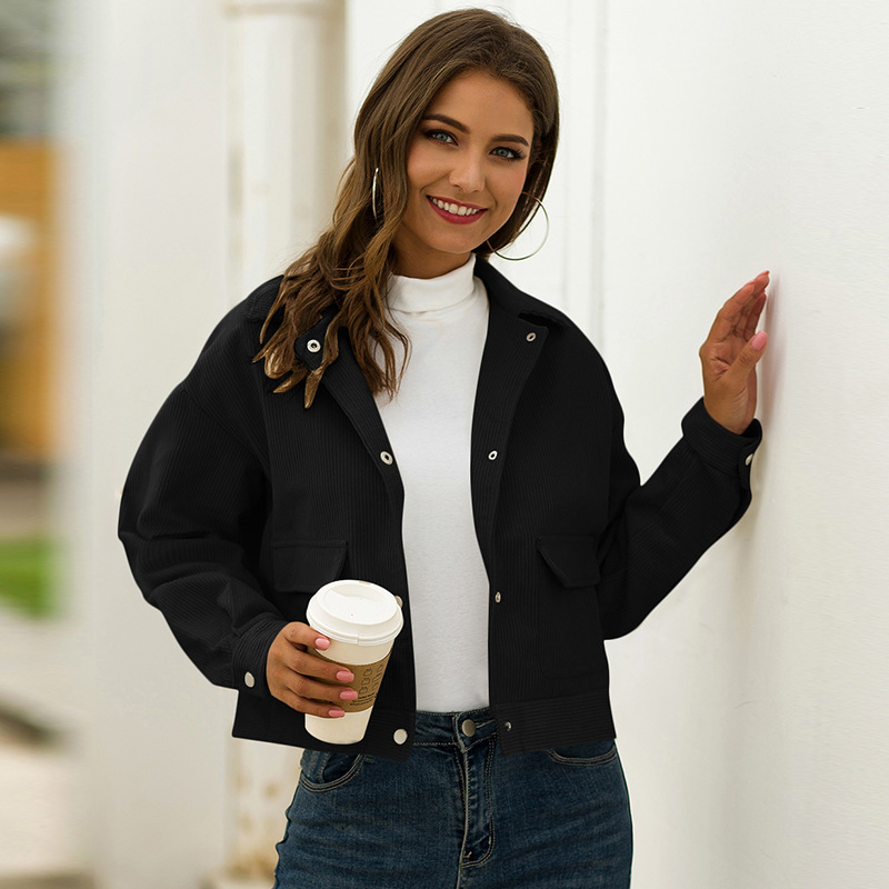 

Jacket Female Coat Cardigan Women Solid Top Fitness Jacket Running Coat Winter Corduroy Cropped Cotton Women Clothes, Beige