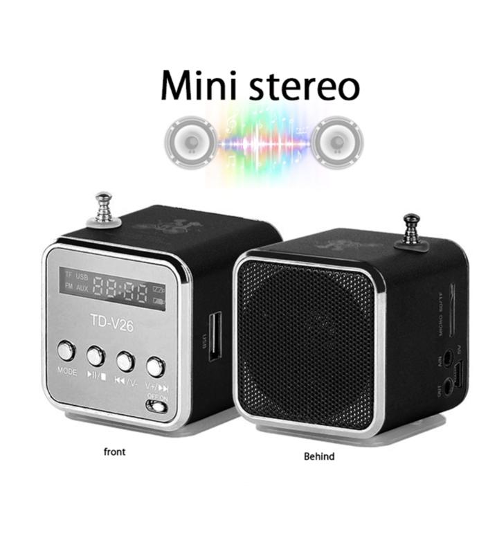 

Radio Mini TD-V26 Digital Portable Fm Speaker Support SD/TF Card MP3 Music Player For Mobile Phone Pc Laptop