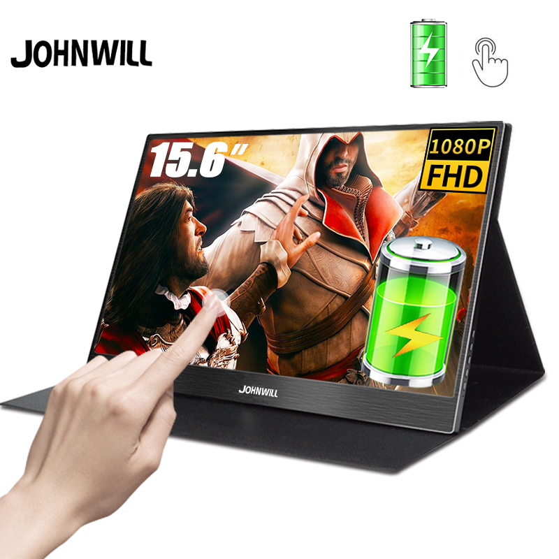 

Touch Screen Portable Monitor 1920x1080 FHD IPS 15.6 inch Display Monitor Rechargeable Battery for PS4 laptop switch with Case