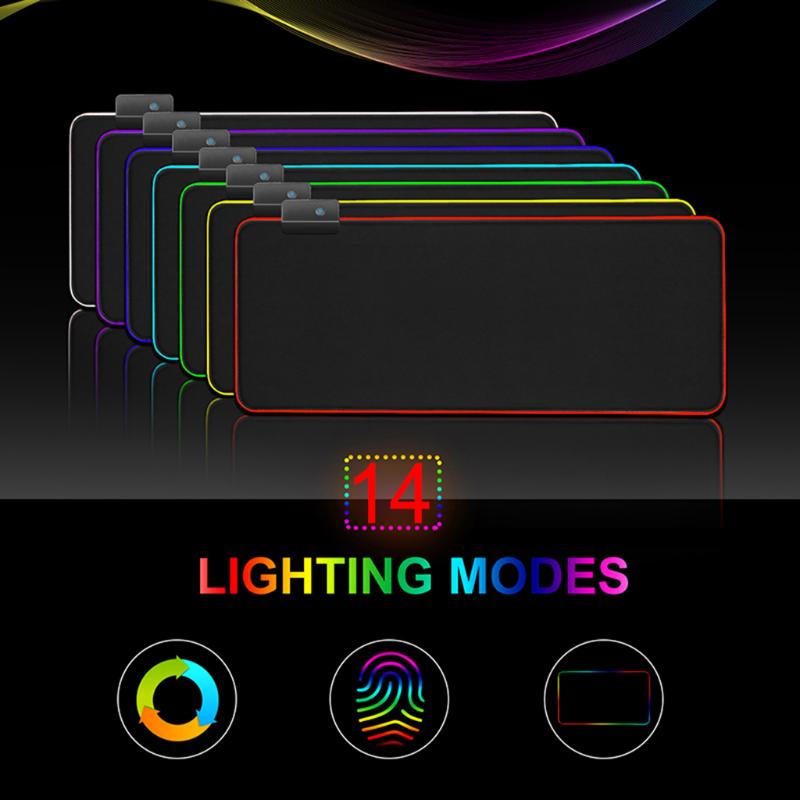 

S/M/L RGB Soft Large Gaming Mouse Pad Oversize Glowing LED Extended Mousepad Non-Slip Rubber Base Computer Keyboard Pad Mat