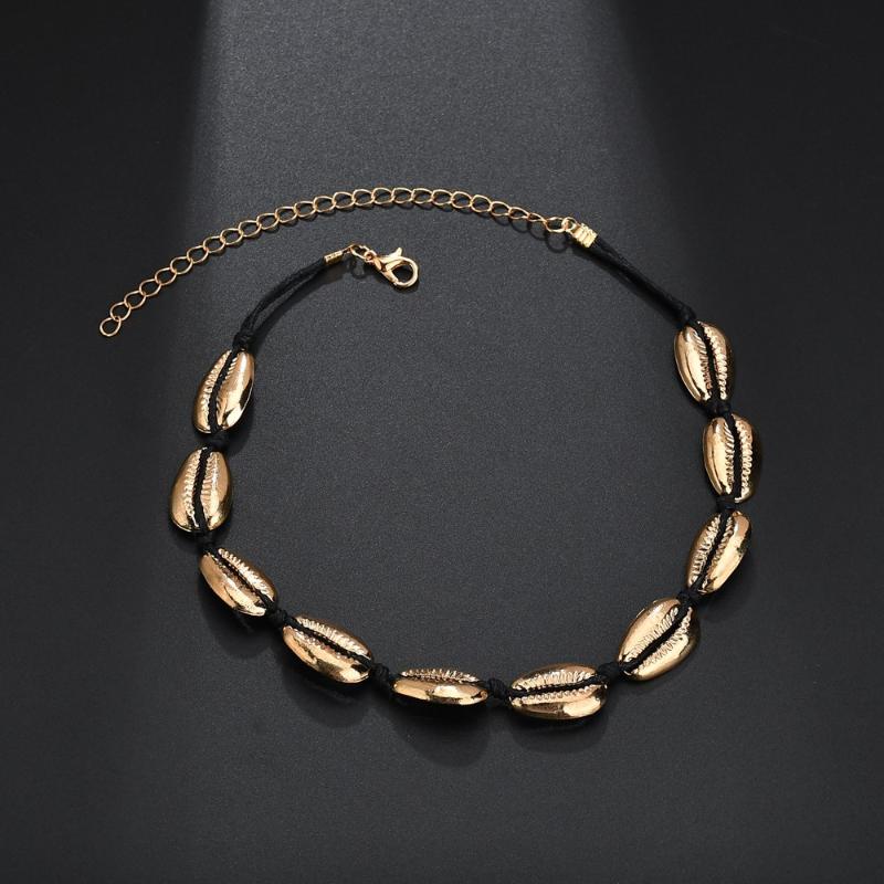 

TOYOOSKY Boho Hawaiian Sea Shell Necklace Choker Jewelry Bohemian Beach Tassel Necklace Shell Gold Chain For Women Collar