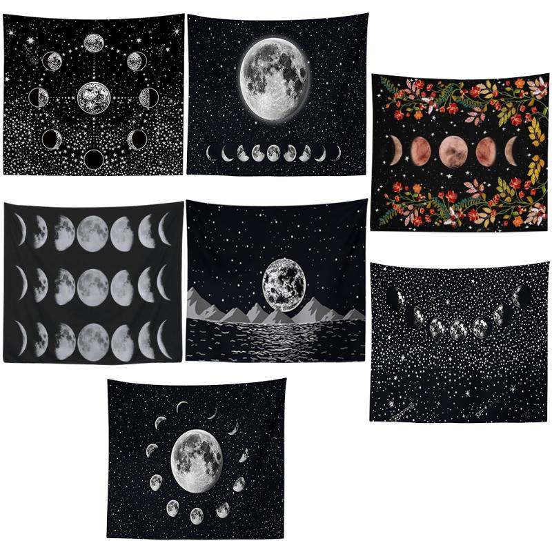 

Tapestry Wall Hanging Polyester Moon Star Pattern Tapestry Home Decor Wall Hanging Moon Pringting Pattern Blanket Beach Mat