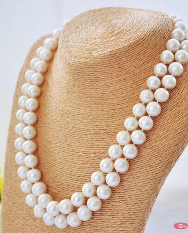 

New 34 "10-11mm akoya white round freshwater cultured pearl necklace