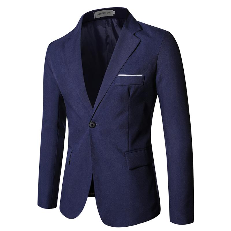 

Men's Suit Jacket Korean Version of Slim Polyester Fabric Back Split Blazer, Black