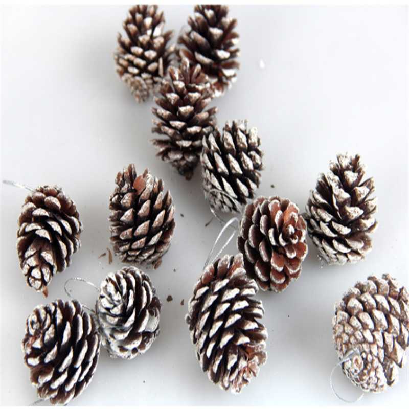 

Christmas decorations Pine nuts Christmas tree decorations pine nut pendants natural nuts dyed white paint
