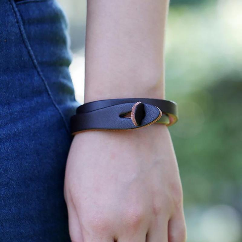 

Simple multi-circle leather bracelet Vintage Unisex versatile Personality student alternative bangles