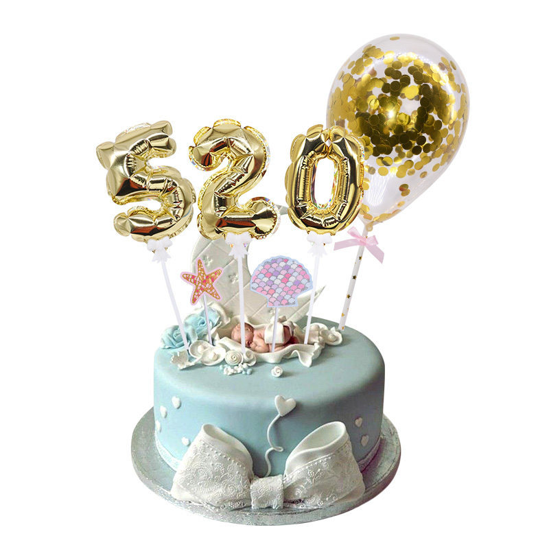 

1Pcs 6inch Silver Gold Foil Number Balloon Cake Topper Automatic Inflatable Balloon Kids Happy Birthday Weding Cake Decoration