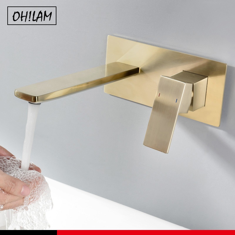 

Luxury Gold/Black Bathroom Faucet Single Handle 5 Star Hotel Wall Mounted Hot/Cold Sink Taps Swivel Bathroom Basin Mixer Faucet