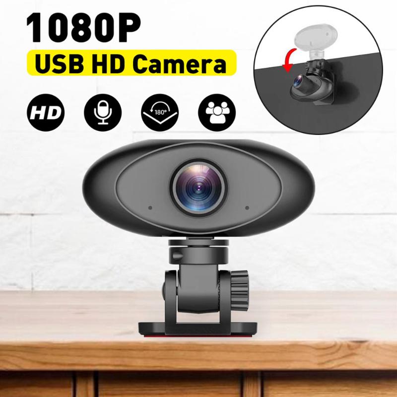 

HD 1080P Webcam Mini Computer PC WebCam with Microphone Rotatable Cameras for Live Broadcast Video Calling Conference Work, Black