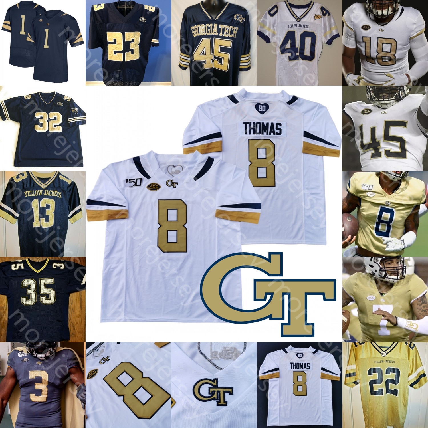 

Custom Georgia Tech Football Jersey NCAA College Johnson James Graham Mason Brown Sanders Charlie Thomas Tobias Oliver Camp T.K. Chimedza, Navy ii