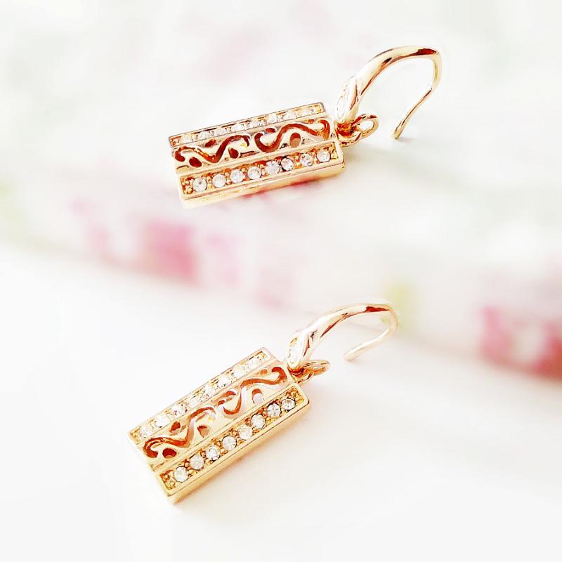 

Golden Earring Hot Wife Jewelry 585 Rose Gold Color Jewelry Femme Accessories Cubic Zircon Women Hanging Long Earring