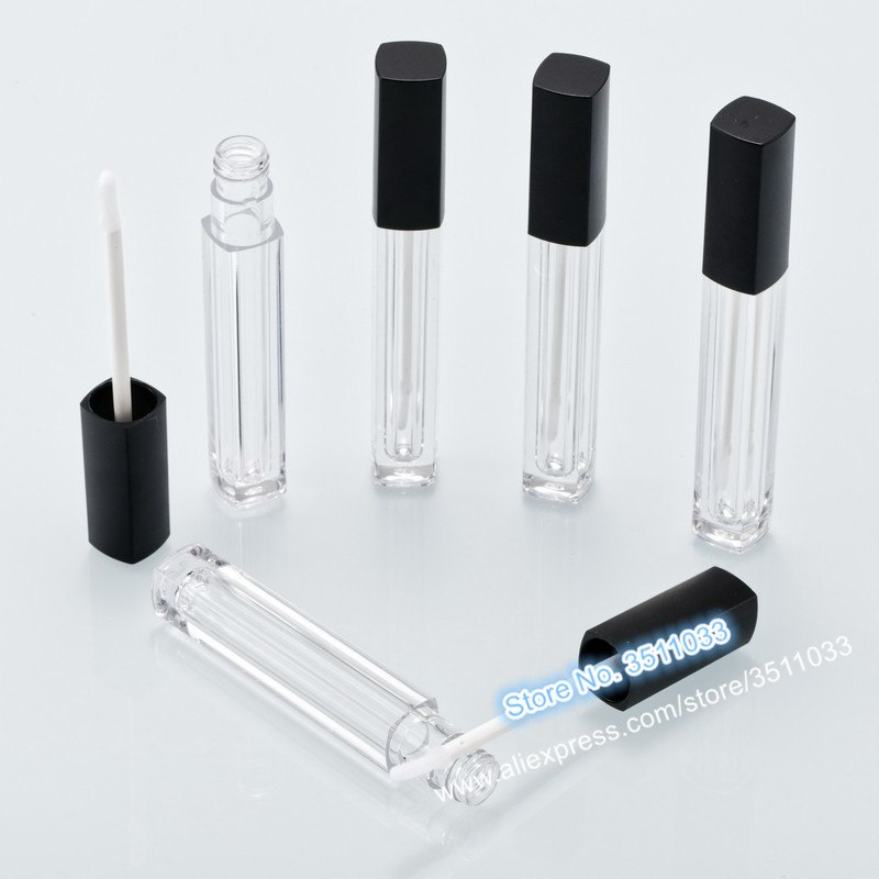 

5ml Cosmetic Lip Gloss Tube Plastic Black Lid Empty Clear Lip Gloss Tube Beauty Liquid Lipstick Refillable Bottle Lipgloss