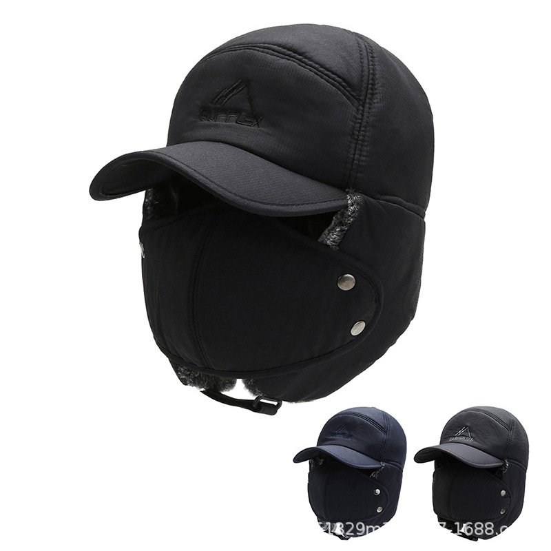 

Wool Cotton Denim Baseball Cap Men Hunting Dad Hats Sports Earflap Unisex, Black
