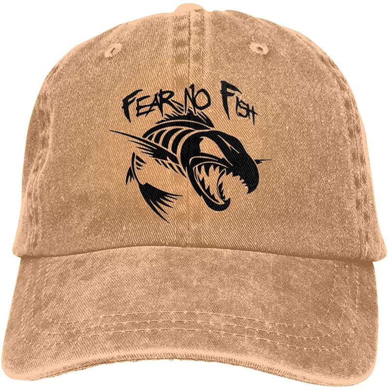 

Fear No Fish Unisex Soft Casquette Cap Vintage Adjustable Baseball Caps, Gray