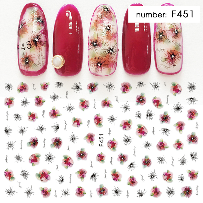 

1pc nails stickers Leaf 3D Nail Sticker Nail Art Decal Flower Leaves Adhesive Sticker Decals Decoration DIY, F440