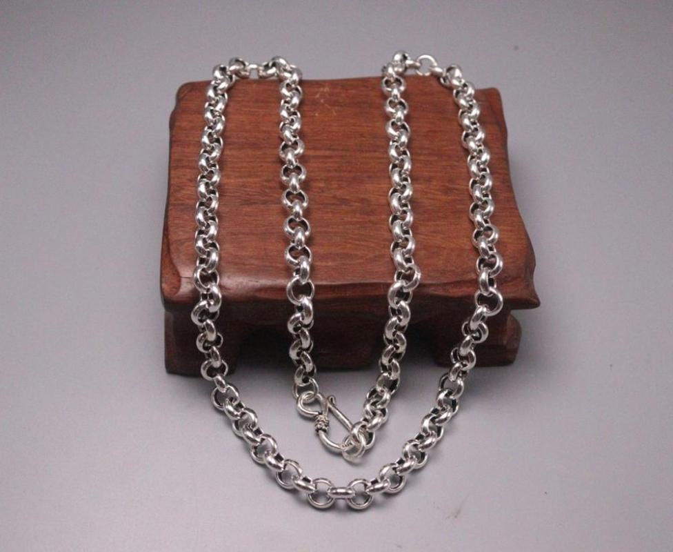 

New Pure Solid 925 Sterling Silver Necklace 6mm Rolo Link Chain Necklace 22.04"L