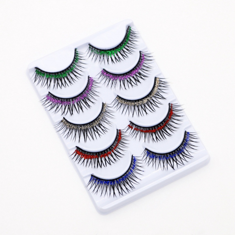 

Makeup 5 Pairs Color Glitter Diamond Eyelashes Stage Performance False Eye Lashes Cosplay Halloween Long Thick Natural Eyelash