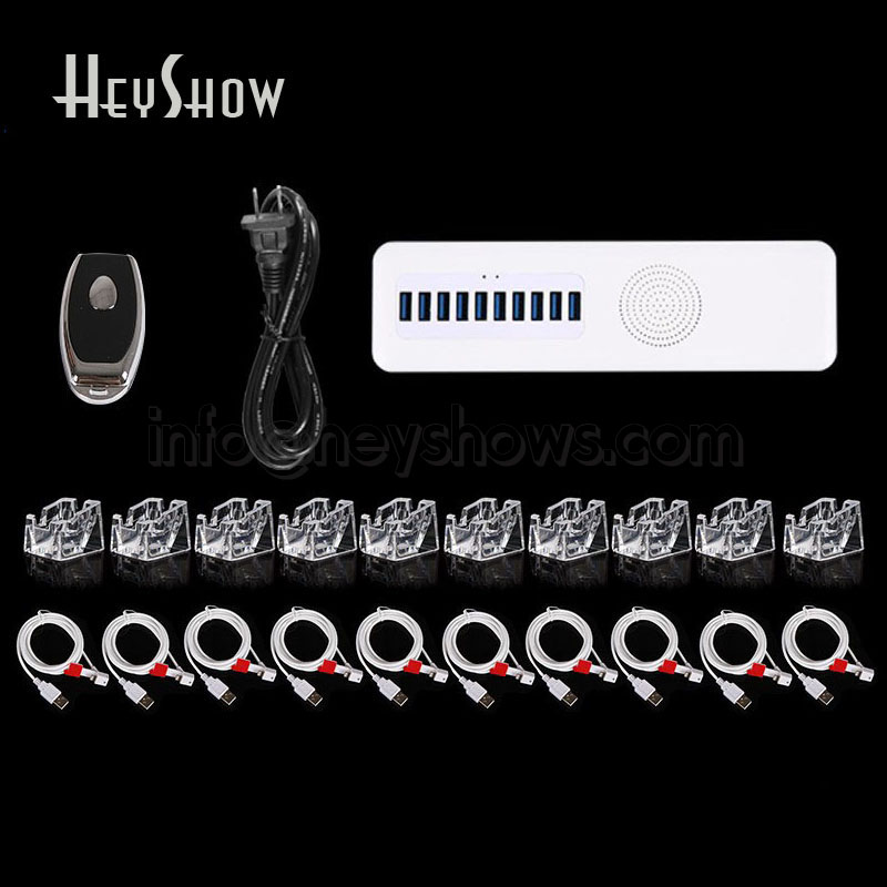 

4 6 8 10 Ports Mobile Smart Phone Security Burglar Alarm System With Acrylic Display Stand Cell Phone Anti-Theft Alarm Host