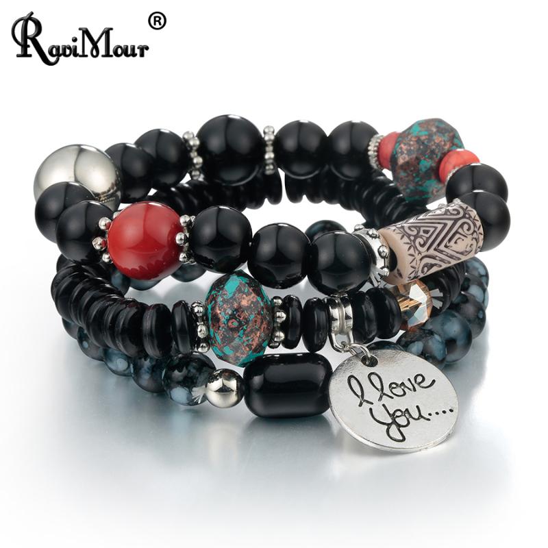 

Boho Statement Bracelet for Women Jewelry Bohemian Bead Crystal Charms Bracelets Bangles Set Love Vintage Bijoux Femme