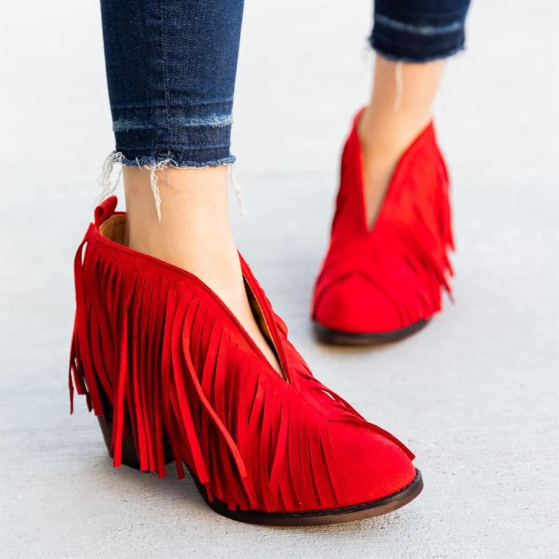 

2020 Newly Women Ankle Boots Block High Heels Botas Zapatos Mujer Retro Leather Autumn Shoes Plus Size Booties Cowboy Boots, Camel