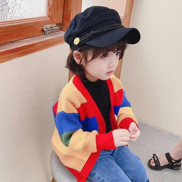 

Baby Boys Girls Cardigan Sweater Autumn Winter Kids Rainbow Knitwear Top Warm Children Clothing Boys Girls Sweater Pullovers, Multi