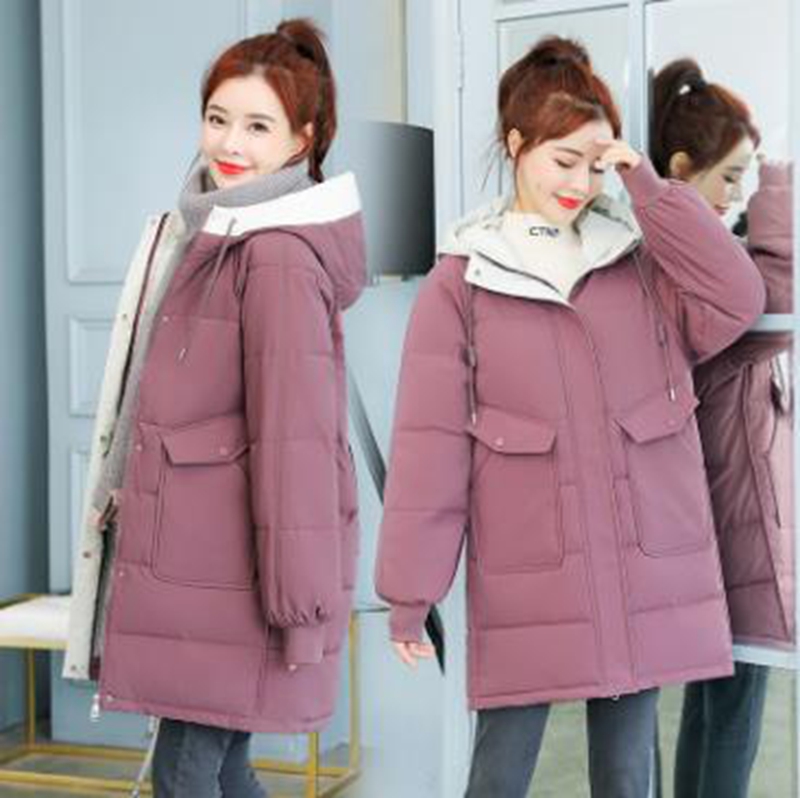 

Wholesale winter new fashion ladies mid-length hooded cotton jacket, Bean paste