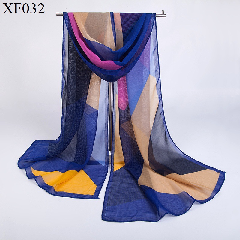 

Hot-selling European and American personality geometric checkered chiffon scarf for autumn and winter, 2020 European America