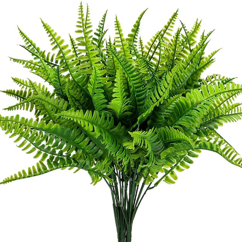 

8PCS Artificial Boston Fern Plants Bushes Artificial Shrubs Greenery for House Plastic Garden Office Garden Decor, Green