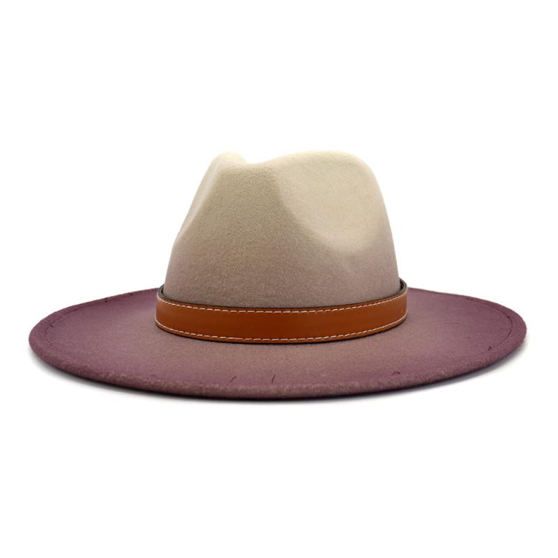 

2020 New European American Fashion Painting Jazz Hat Men Women Woolen Wide Brim Cotton Hats, Green