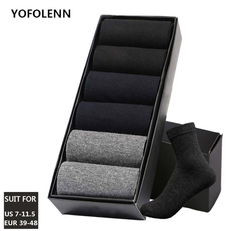

6 Pairs/Lot Plus Size Men's Cotton Socks Business Male Deodorant Crew Socks Breathable Male Solid Color US size(7-11.5) EU 39-48, Random(6 pairs)