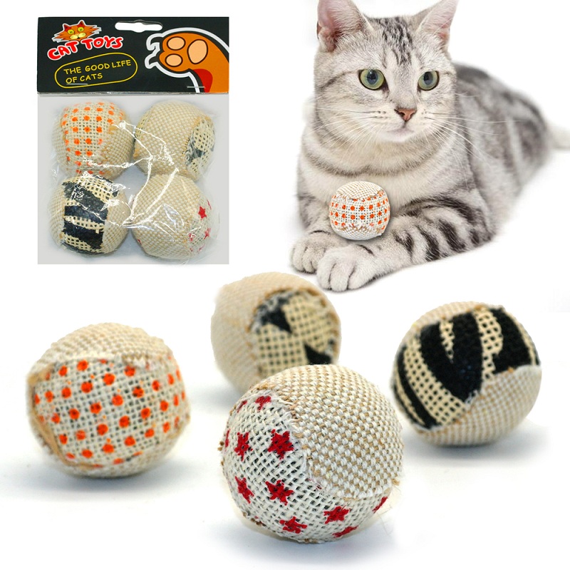 

4pcs/pack Ball Funny Cat Toy Interactive Cat Toys Play Chewing Rattle Scratch Catch Pet Kitten Exrecise Toy Balls