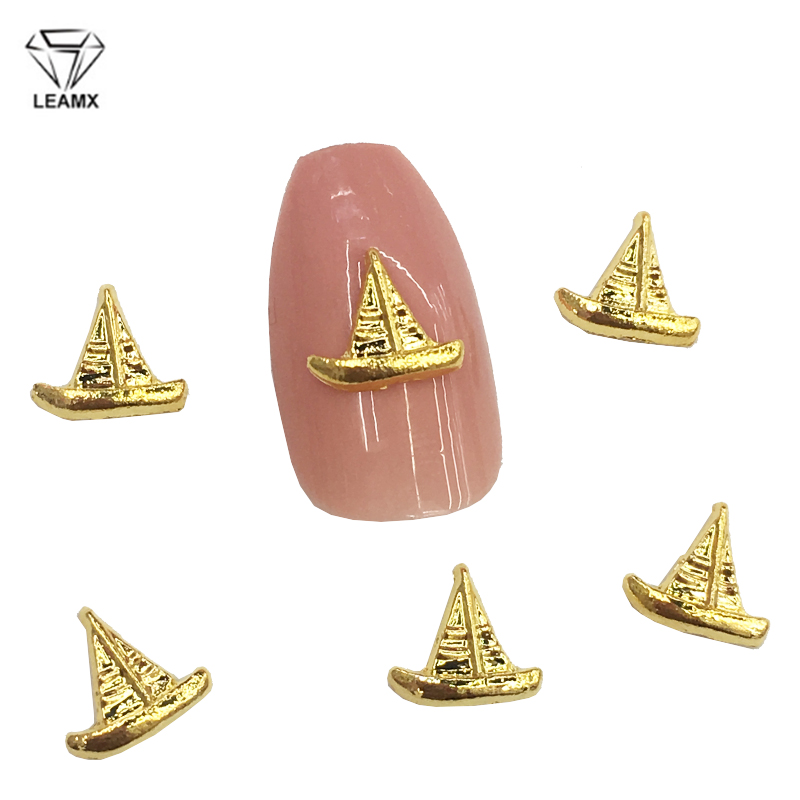 

50Pcs/bag 7*7mm 3D Sailboat Nail Art Decorations Gold Tone Metall Sailing Boat Shape Nails Studs For Manicure Decor L451