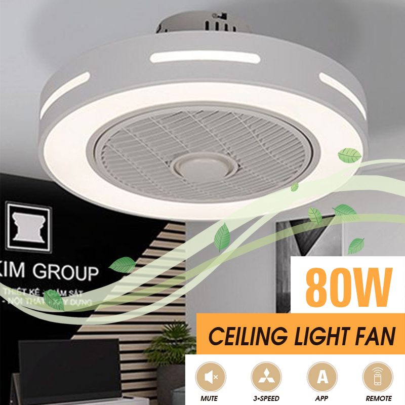 

Modern Minimalist Celling Fan with Light 50cm Acrylic LED Lighting Dimmable Bedroom Fan Lamp 80W Mobile Phone App Remote Control