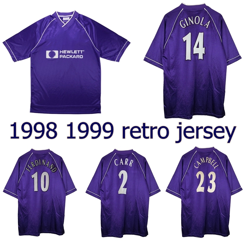 

1998 1999 Les Ferdinand Ginola retro soccer jersey 98 99 ANDERTON ARMSTRONG Sol Campbell Carr vintage classic football shirt, Away epl jersey