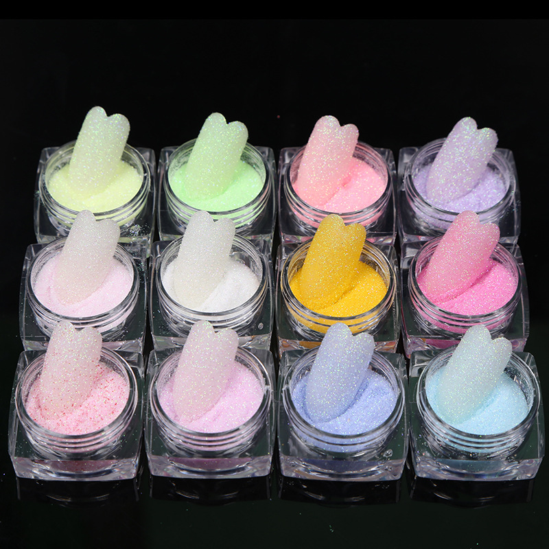

12 bottles Nail Sugar-Coated Powder Crystal Diamond Powder Wool Rainbow Colorful Glitter Symphony Glitter