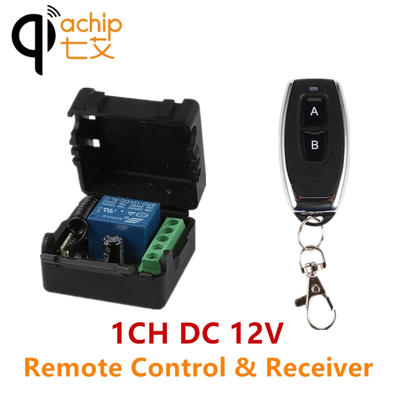 

QIACHIP 433Mhz DC 12V 1CH Wireless Remote Control Switch Relay Receiver & 433.92 Mhz RF Transmitter Gate Garage Light Controller