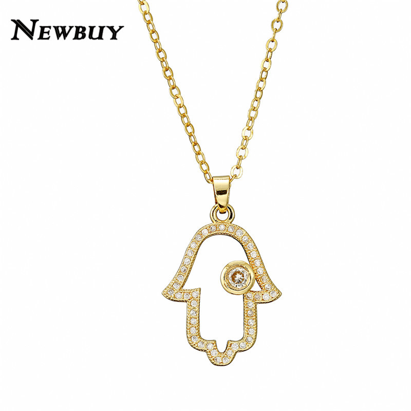 

cmoonry 2020 Trendy Gold Copper Link Chain Necklace Hollow Plam Pendant Necklace + CZ Jewelry Kettingen collier femme