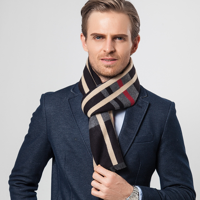 

Autumn winter new mid-length men's scarfs plaid high-quality luxury designer imitation cashmere casual warm business men's scarf