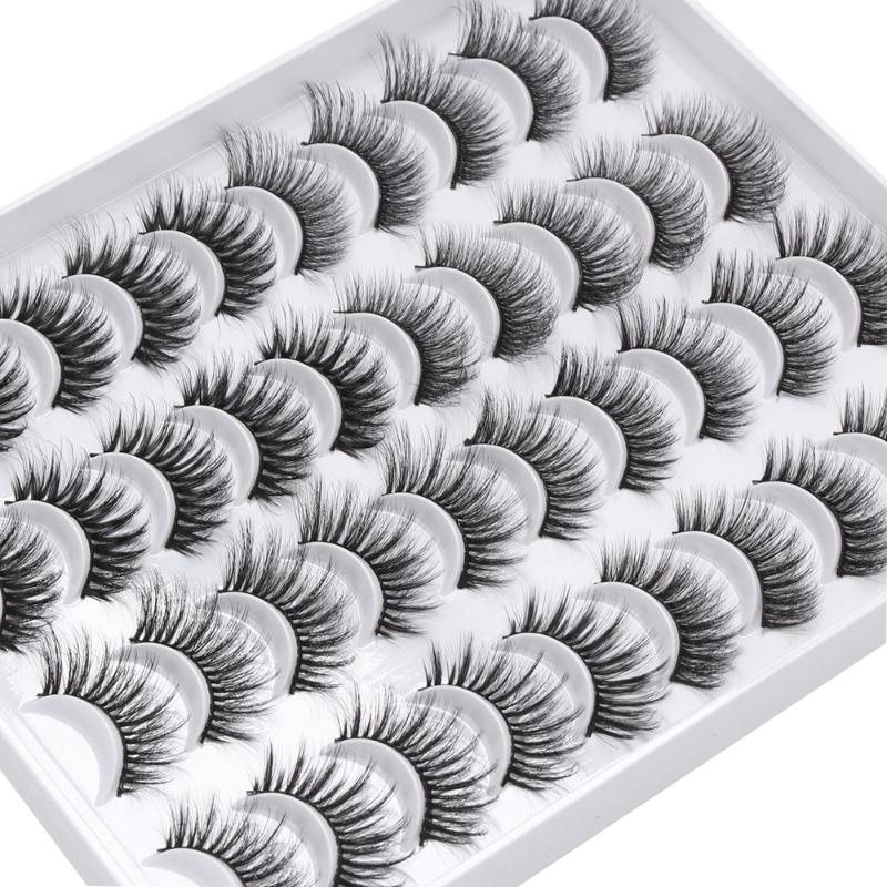 

20 Pairs Handmade 3D Faux Mink False Eyelashes Fluffy Lashes Extension Beauty Natural Makeup Cruelty-free Eyelash